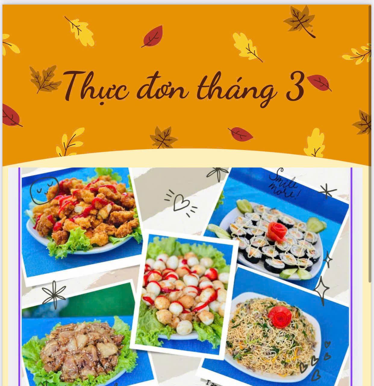 THỰC ĐƠN THÁNG 3
