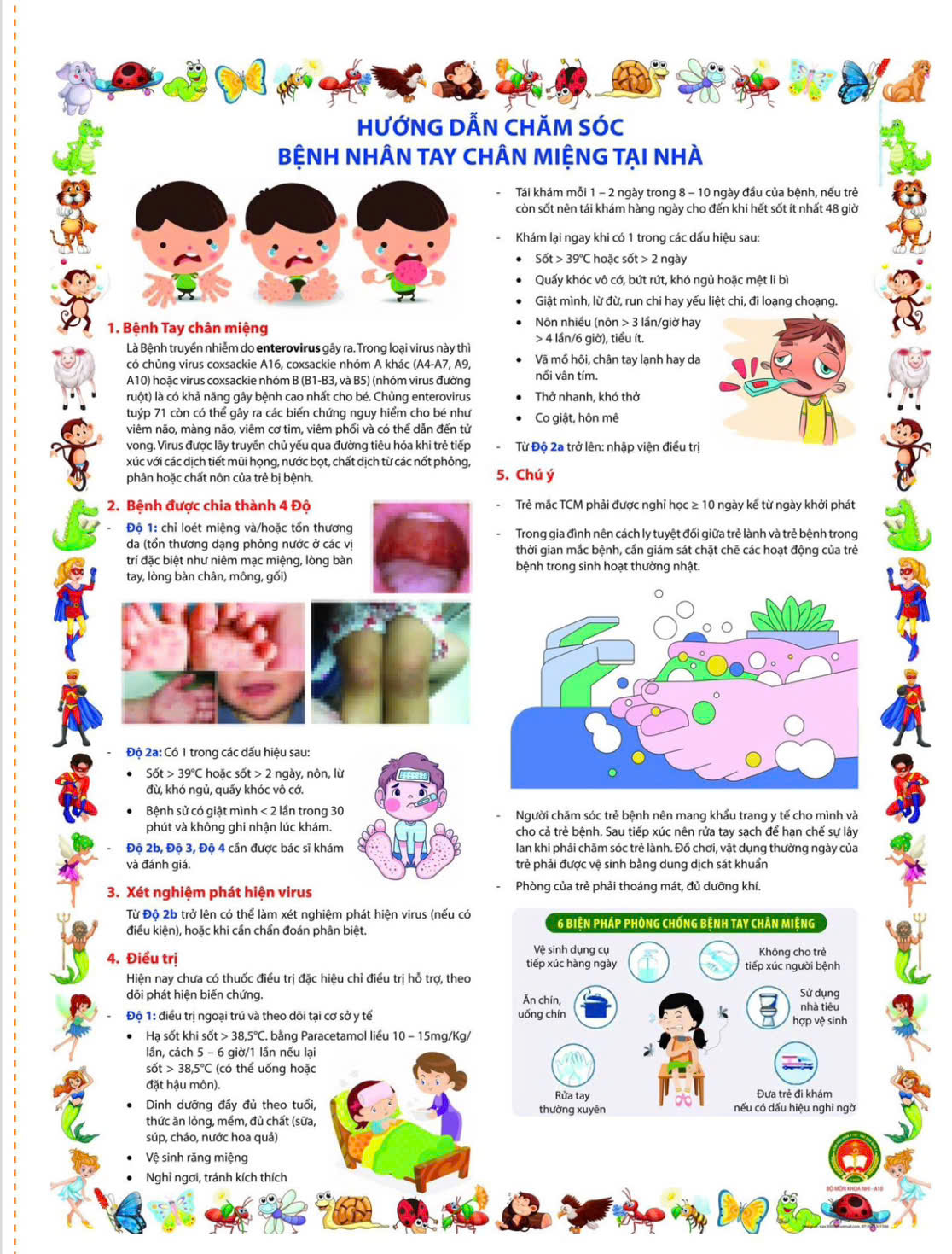 HƯỚNG DẪN PHÒNG VÀ CHĂM SÓC TRẺ BỊ MẮC BỆNH TAY CHÂN MIỆNG